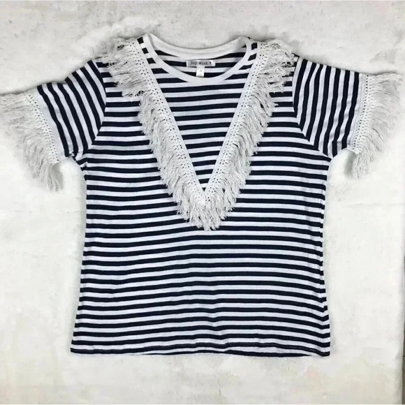 Say What Plus Size Cotton Fringe Striped T-Shirt NEW Size 1X - Picture 6 of 9